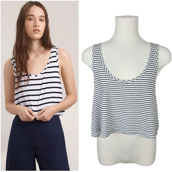 ARITZIA Talula Black & White Stripe Kendall Crop Tank Top Small - Picture 1 of 15
